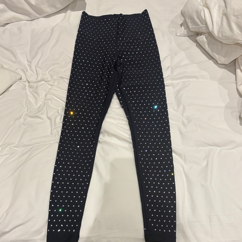 Black and White Polka Dot Leggings Full-Length Stretchy